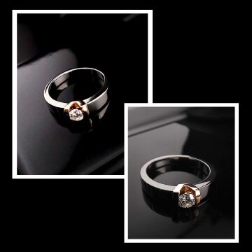 Pierścionek V z brylantem