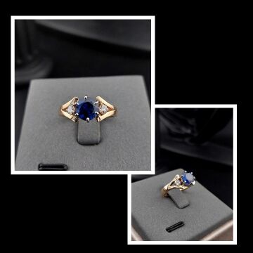 Pierścionek szafir z brylantami