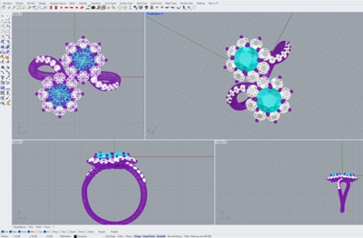 Projekt pierścionka na zamówienie w programie CAD – indywidualny projekt biżuterii z kamieniami szlachetnymi w Pracowni Jubilerskiej J&A